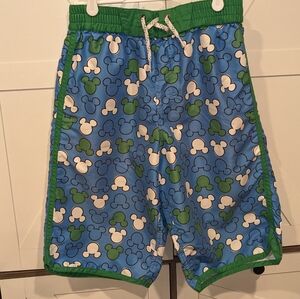 Nwot Hanna Andersson Disney Blue and Green Mickey Mouse Boys Swim Trunks